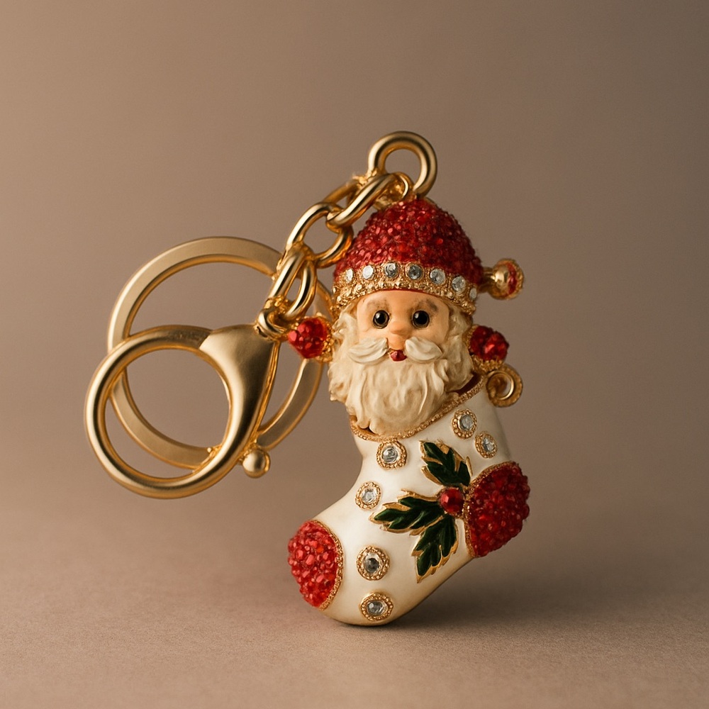 Handmade Festive Santa Stocking Keychain